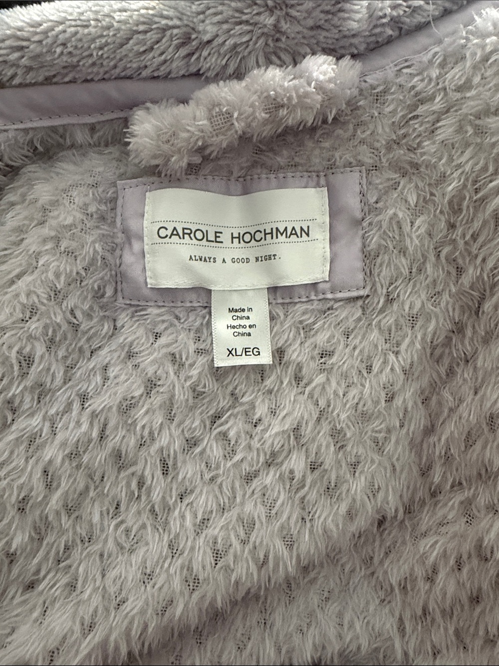 Midnight by Carole Hochman long Plush Fuzzy Jacket - Light purple XL